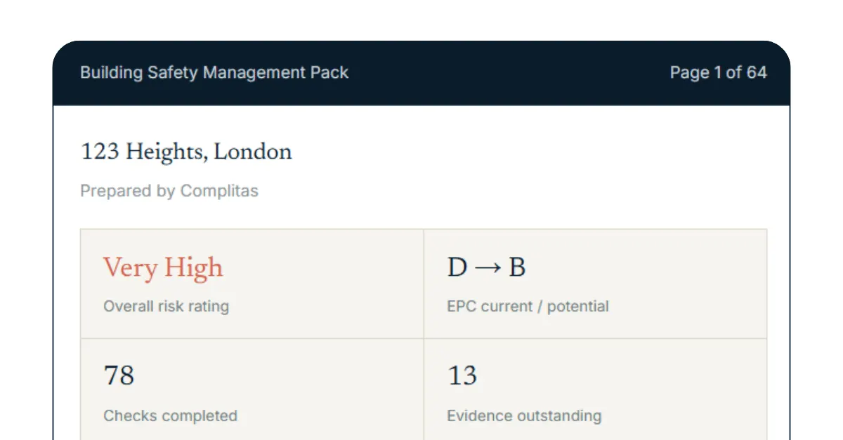 Building Safety Management Pack (BSMP): Turning compliance data into a single evidence-backed document